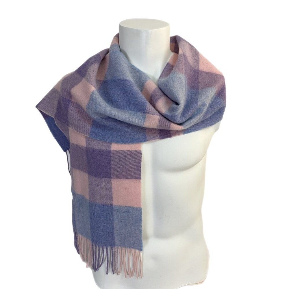 Edinburgh 🇬🇧 100% Lambswool Lavender & Pink Tartan Scarf NWT – Made in Scotland